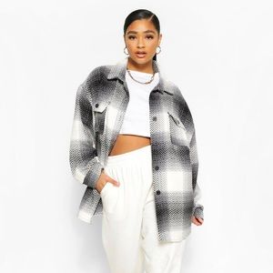 Boohoo Flannel Oversized Boyfriend Shirt Jacket